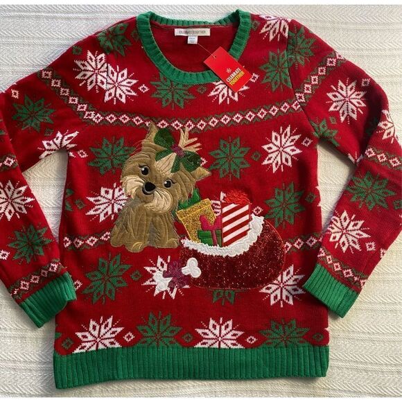 Celebrate Together Girls XXL Plus Dog Christmas Sweater - Picture 3 of 10